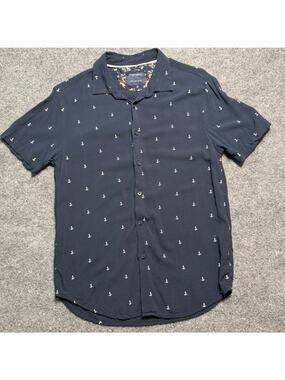 Denim & Flower Ricky‎ Singh Navy Anchor Button Down Shirt Mens Size Small